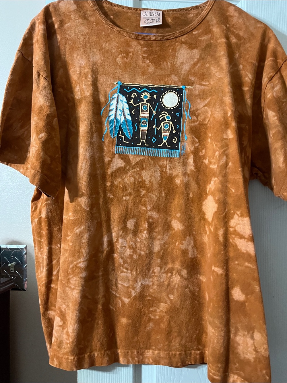 Cactus Bay Apparel Boho Tie Dye Oversized Aztec Print Graphic Tee XL